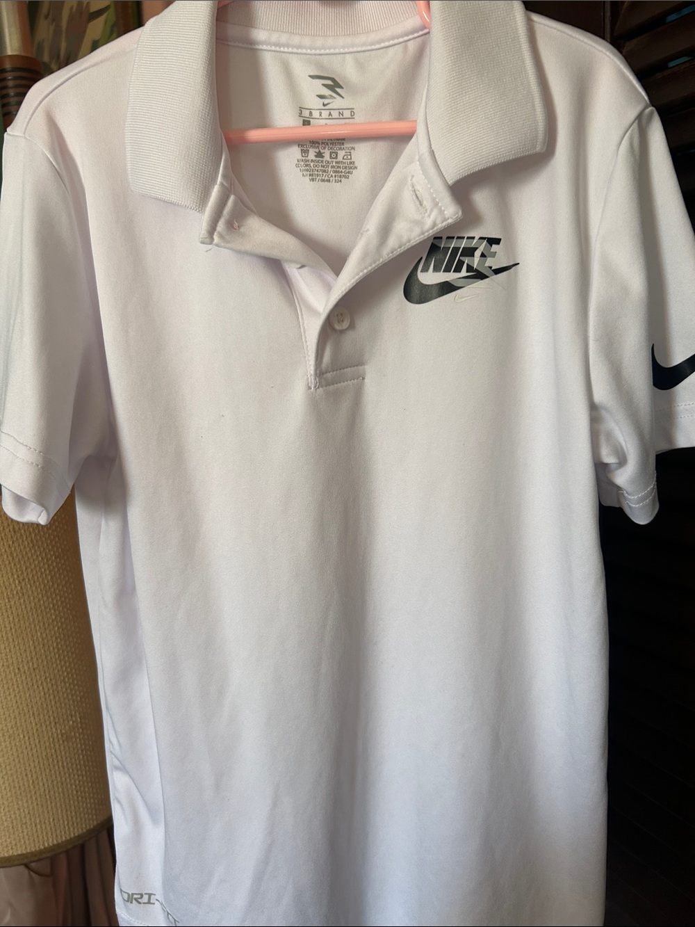 Nike White Kids Polo with Black Swoosh